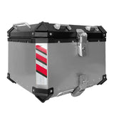 Silver Red 55L Aluminum Motorcycle Top Box Storage at KingsMotorcycleFairings.com