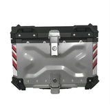 Silver Red X 55L Aluminum Motorcycle Top Box Storage at KingsMotorcycleFairings.com