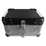 Silver Red X 85L Aluminum Motorcycle Top Box Storage at KingsMotorcycleFairings.com