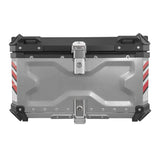 Silver Red X 85L Aluminum Motorcycle Top Box Storage at KingsMotorcycleFairings.com