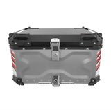 Silver Red X 85L Aluminum Motorcycle Top Box Storage at KingsMotorcycleFairings.com