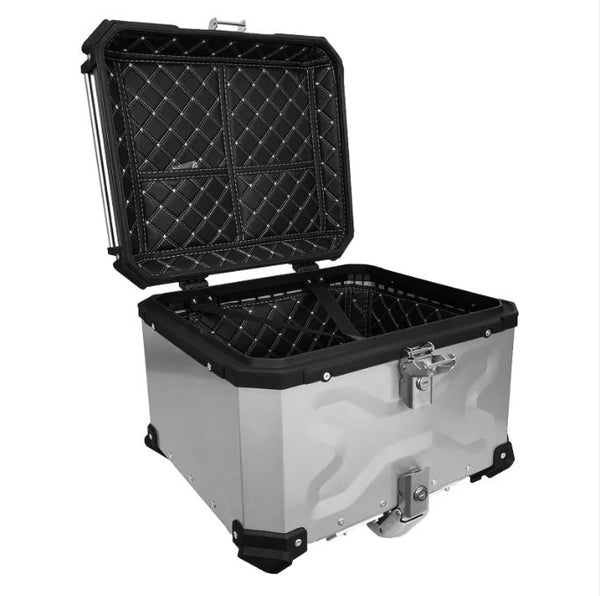 Silver X 55L Aluminum Motorcycle Top Box Storage at KingsMotorcycleFairings.com