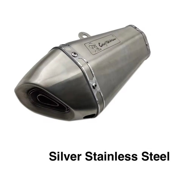 Stainless Steel Silver Motorcycle Exhaust (420x250mm) Universal at KingsMotorcycleFairings.com 