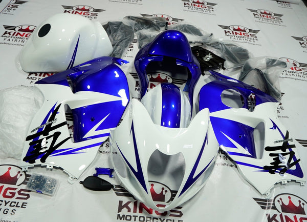  Suzuki GSXR1300 Hayabusa (1999-2007) White & Blue Fairings at KingsMotorcycleFairings.com