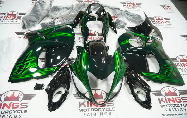 Suzuki GSXR1300 Hayabusa (2008-2019) Green Glow, Black Fairings at KingsMotorcycleFairings.com 