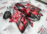 Suzuki GSXR1300 Hayabusa (2008-2019) Matte Candy Red, Matte Black & White Tribal Flame Fairings at KingsMotorcycleFairings.com