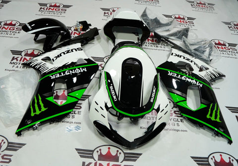 Suzuki GSXR600 Fairings (2000-2003) Black, White, Green at KingsMotorcycleFairings.com