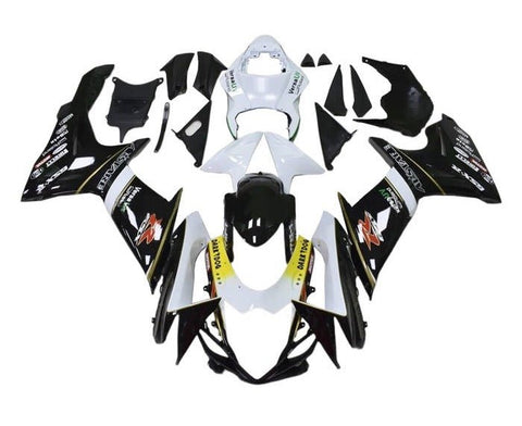 Suzuki GSXR 600 Fairings (2011-2024) Black, White, Gold Stripe at KingsMotorcycleFairings.com