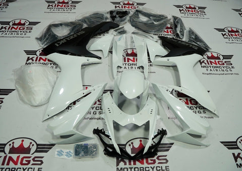 Suzuki GSXR600 (2011-2023) Pearl White & Black Fairings at KingsMotorcycleFairings.com