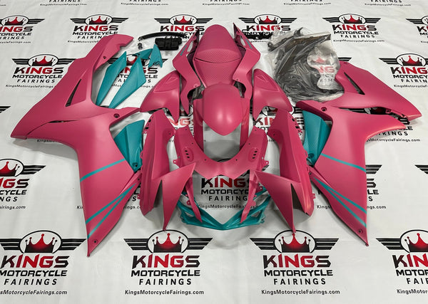 Suzuki GSXR 750 Fairings (2011-2023) Matte Pink, Blue Turquoise at KingsMotorcycleFairings.com