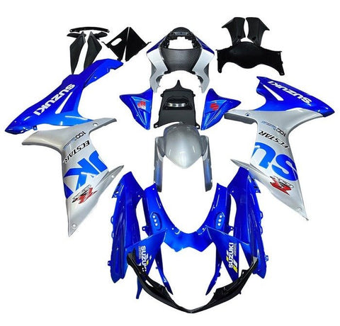 Suzuki GSXR 750 Fairings (2011-2024) Blue, Silver at KingsMotorcycleFairings.com