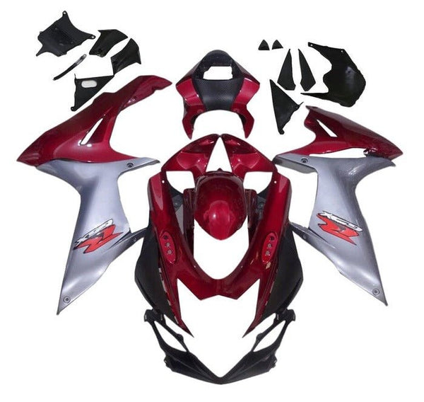 Suzuki GSXR750 Fairings (2011-2024) Candy Red, Silver at KingsMotorcycleFairings.com