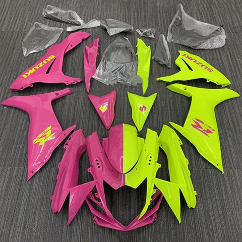 Suzuki GSXR 750 Fairings (2011-2024) Half Pink, Half Neon Yellow at KingsMotorcycleFairings.com