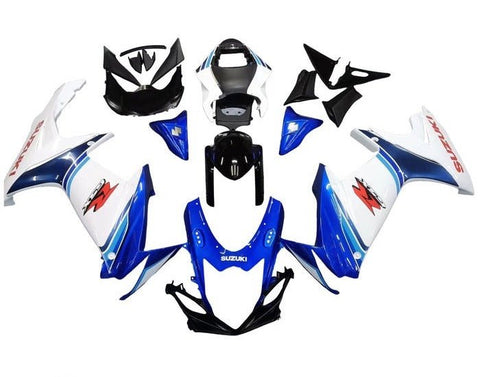 Suzuki GSXR 750 Fairings (2011-2024) White, Triple Blue at KingsMotorcycleFairings.com