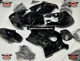 Suzuki Hayabusa Fairings (1999-2007) Black, White Flames at KingsMotorcycleFairings.com