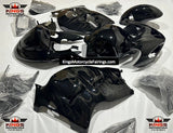 Suzuki Hayabusa Fairings (1999-2007) Black, White Flames at KingsMotorcycleFairings.com