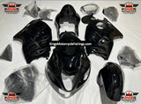 Suzuki Hayabusa Fairings (1999-2007) Black, White Flames at KingsMotorcycleFairings.com