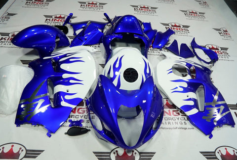 Suzuki Hayabusa (1999-2007) Blue & White Flame Fairings at KingsMotorcycleFairings.com