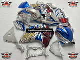 Suzuki Hayabusa Fairings (2008-2019) Silver, Blue Flames at KingsMotorcycleFairings.com