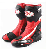 Tall Motorcycle Boots- Red, Black, White SPEED at KingsMotorcycleFairings.com