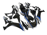 Yamaha R1 Fairings (2020-2024) Black, Silver, Blue Stripe at KingsMotorcycleFairings.com