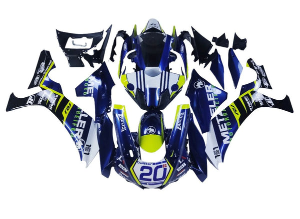 Yamaha R1 Fairings (2020-2024) Dark Blue, White, Yellow, Black at KingsMotorcycleFairings.com