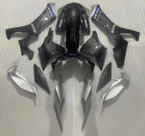 Yamaha R1 Fairings (2020-2024) Faux Carbon Fiber, Silver, Blue at KingsMotorcycleFairings.com