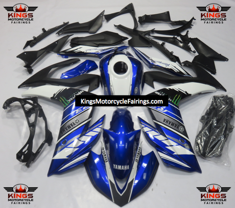Yamaha R3 Fairings (2015-2018) Blue, White, Silver at KingsMotorcycleFairings.com