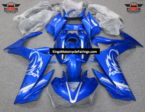 Yamaha R3 (2015-2018) Blue, Silver Wold Fairings at KingsMotorcycleFairings.com