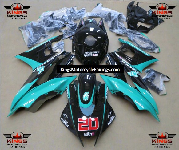 Yamaha R3 (2019-2024) Black, Turquoise Petronas Fairings at KingsMotorcycleFairings.com