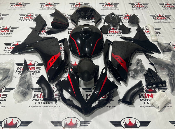 Yamaha YZF-R1 Fairings (2007-2008) Black, Red at KingsMotorcycleFairings.com