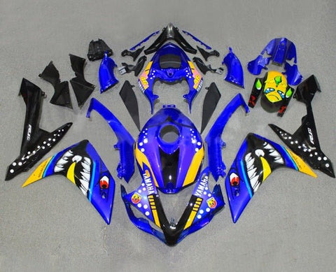 Yamaha YZF-R1 Fairings (2007-2008) Blue, Black, Yellow Shark at KingsMotorcycleFairings.com