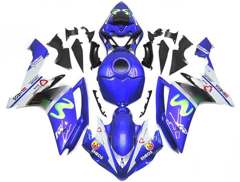 Yamaha YZF-R1 Fairings (2007-2008) Blue, White Eneos at KingsMotorcycleFairings.com