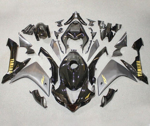 Yamaha YZF-R1 Fairings (2007-2008) Gloss Black, Gold, Matte Black at KingsMotorcycleFairings.com