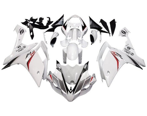 Yamaha YZF-R1 Fairings (2007-2008) White, Black, Red Stripes at KingsMotorcycleFairings.com