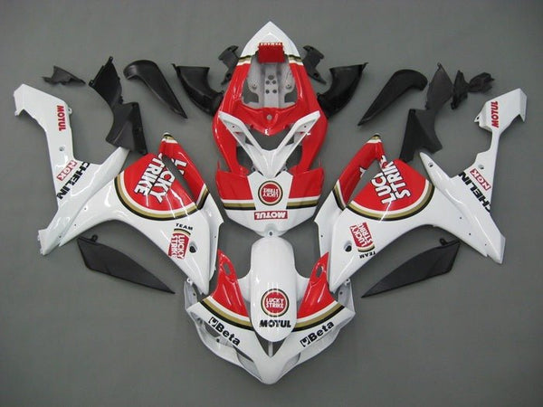 Yamaha YZF-R1 Fairings (2007-2008) White, Red, Gold, Black Lucky Strike at KingsMotorcycleFairings.com