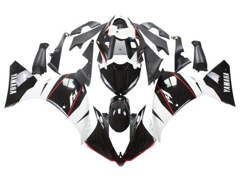 Yamaha YZF-R1 Fairings (2009-2011) Black, White, Red Stripe at KingsMotorcycleFairings.com