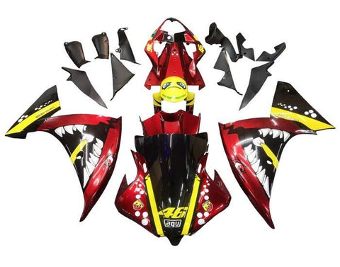 Yamaha YZF-R1 Fairings (2009-2011) Candy Red, Yellow Shark at KingsMotorcycleFairings.com