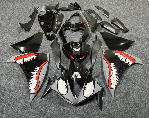 Yamaha YZF-R1 Fairings (2009-2011) Gray, Black, Red, White Teeth at KingsMotorcycleFairings.com