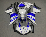 Yamaha R1 Fairings (2009-2011) White, Blue, Silver Striping at KingsMotorcycleFairings.com