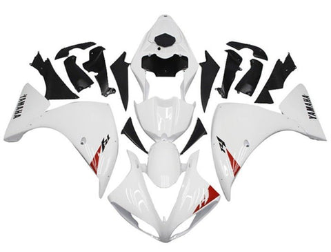 Yamaha YZF-R1 Fairings (2009-2011) White, Red Triangle at KingsMotorcycleFairings.com