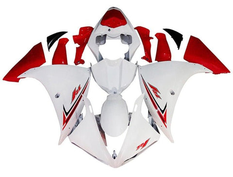 Yamaha YZF-R1 Fairings (2009-2011) White, Red at KingsMotorcycleFairings.com