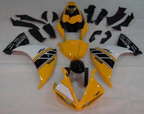 Yamaha YZF-R1 Fairings (2009-2011) Yellow, Black, White Stripe at KingsMotorcycleFairings.com