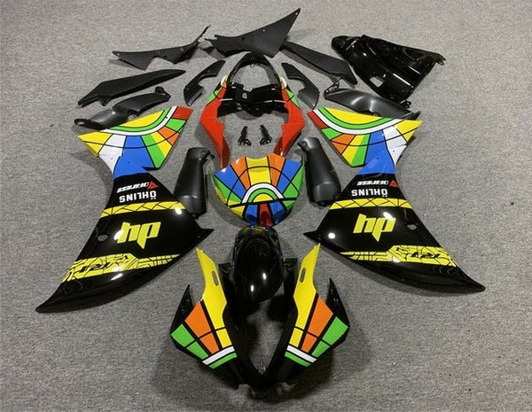 Yamaha R1 Fairings (2012-2014) Black, Yellow HP at KingsMotorcycleFairings.com