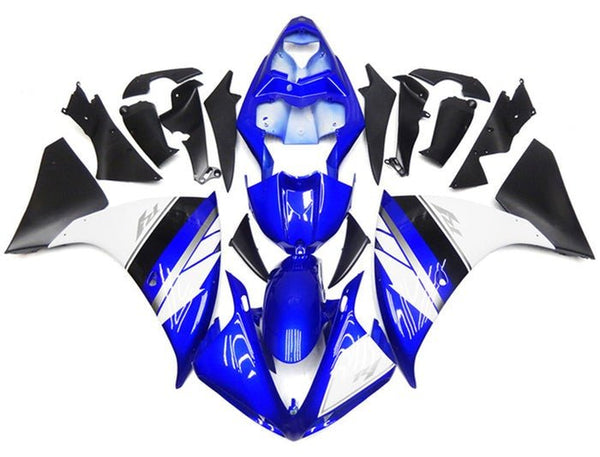 Yamaha YZF-R1 Fairings (2012-2014) Blue, White, Black, Silver Stripe at KingsMotorcycleFairings.com