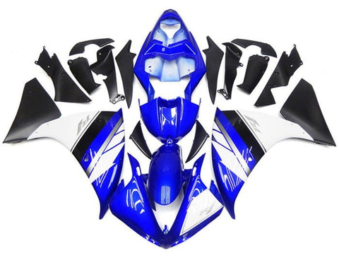 Yamaha YZF-R1 Fairings (2012-2014) Blue, White, Black, Silver Stripe at KingsMotorcycleFairings.com