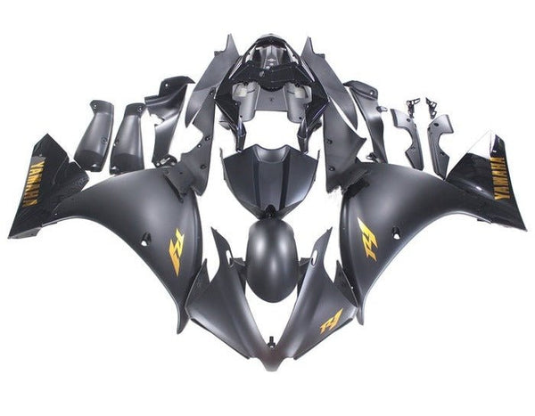 Yamaha YZF-R1 Fairings (2012-2014) Matte Black, Gold, Gloss Black at KingsMotorcycleFairings.com