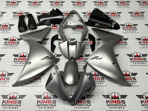 Yamaha YZF-R1 Fairings (2012-2014) Matte Silver, Black at KingsMotorcycleFairings.com