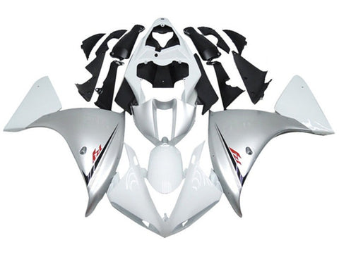 Yamaha YZF-R1 Fairings (2012-2014) Silver, White at KingsMotorcycleFairings.com