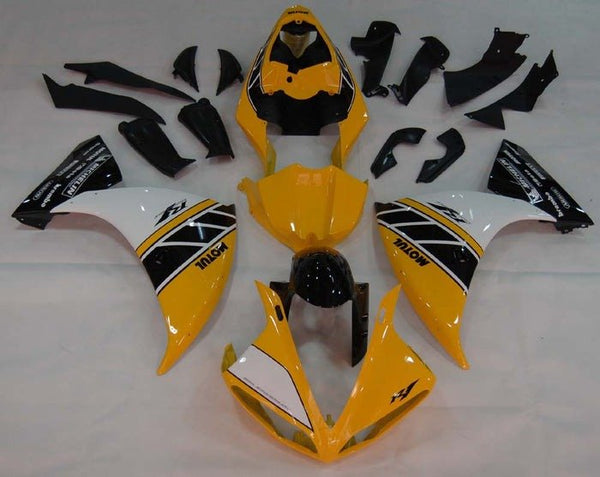 Yamaha YZF-R1 Fairings (2012-2014) Yellow, Black, White Stripe at KingsMotorcycleFairings.com